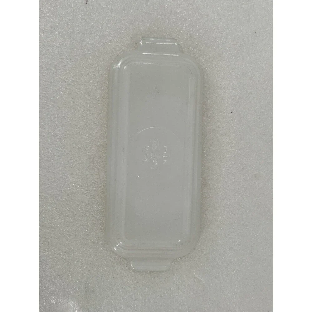 Vintage Fire King OVEN WARE Milk Glass Butter Dish w/Clear Cover